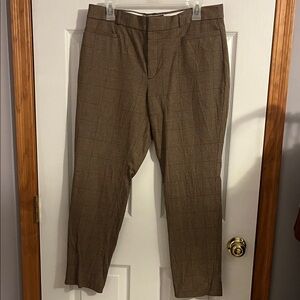 Banana Republic Women's Brown Checkered Straight Leg Pants